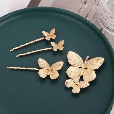 Mode Gold Silber Metall Schmetterling Haarspange Hochzeit Braut Haarstyling Clip Exquisite Pony Haarspange Kopfschmuck Accessoires