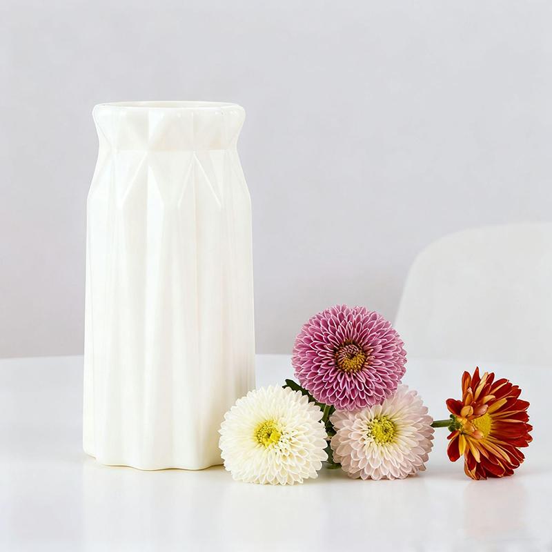 1 Pcs Nordic Flower Vase Imitation Ceramic Plastic Flower Vase Living Room Desktop Decoration Wedding Centerpiece Arrangement