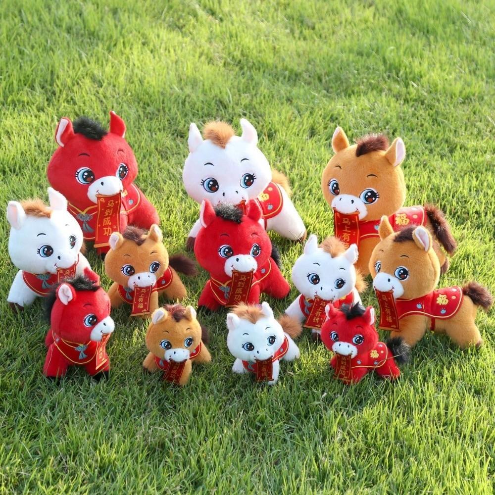 Chinese Style 2026 New Year Mascot 20/25/30cm Horse Plush Toys Zodiac Horse Doll  Birthday Gifts