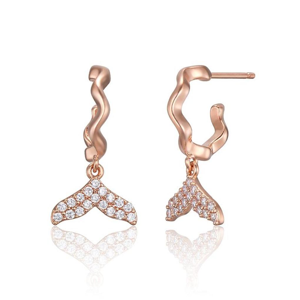 

[CRANNE] 14K GF Whale Tail Cubic Wave Earrings C24EGF213