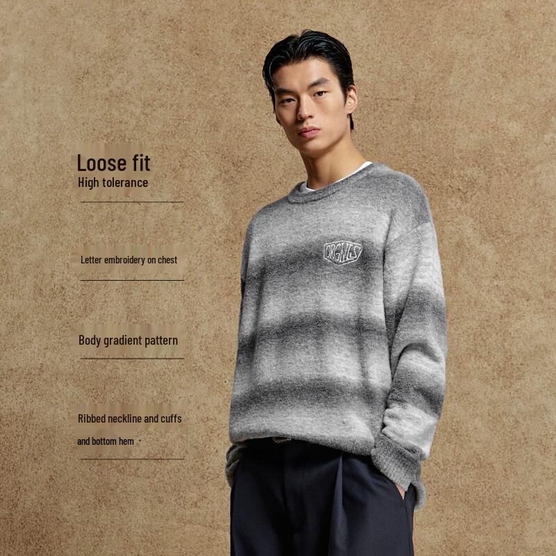 JACK&JONES Men's Gradient Letter Embroidered Round Neck Sweater