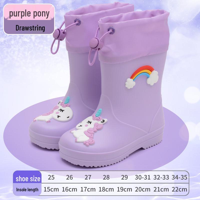 Cartoon Kids' Waterproof Non-Slip Rubber Rain Boots for Toddlers & Children