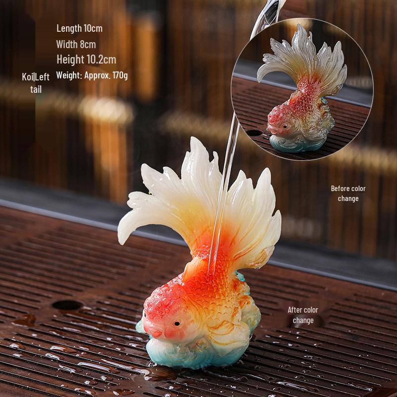 Color-Changing Arowana Tea Pet Ornament: Creative Goldfish Decor for Tea Table Display