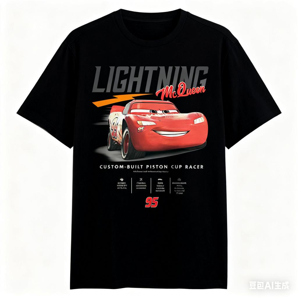 Pixar Trendy Casual Loose Fashion Short-sleeved Car Story Lightning McQueen Statistical Adult T-shirt