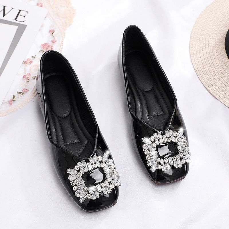 Large size women's shoes single shoes women's flat bottom versatile retro two wear foot cover lazy loafers grandma shoes four seasons bean shoes