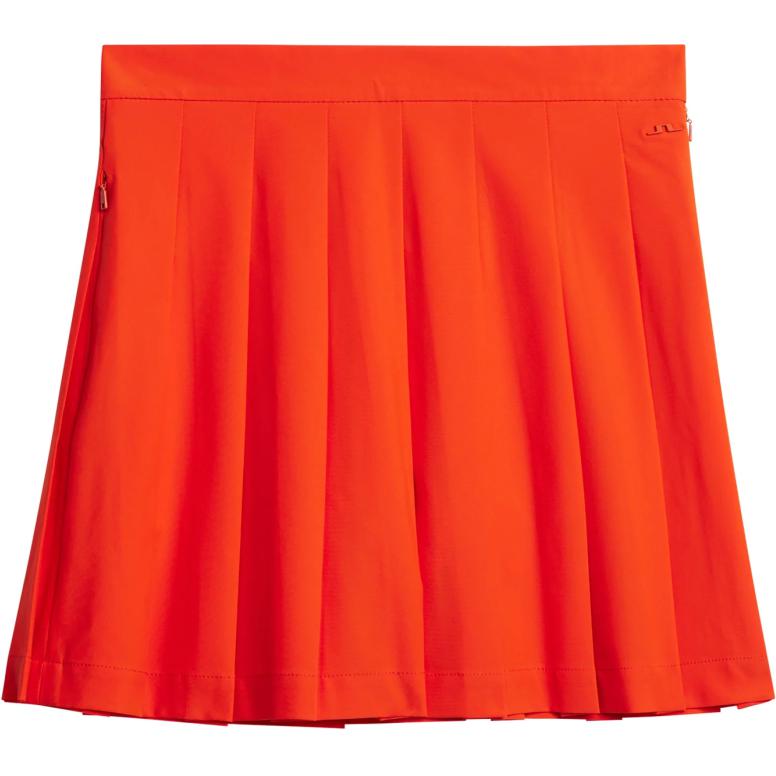 J.Lindeberg Solid Color Pleated Zipper Short Casual Skirt Women skirts Orange GWSD09294-G016