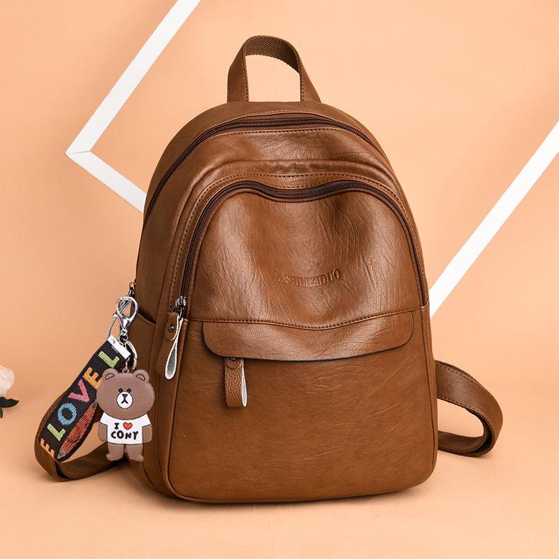 Versatile Women's PU Leather Backpack Handbag – Large Capacity, Casual Schoolbag