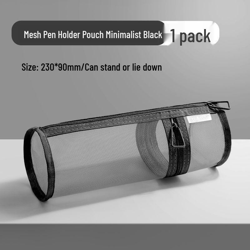 Dual-Use Transparent Mesh Pencil Case: Large Capacity, Detachable Holder for Students