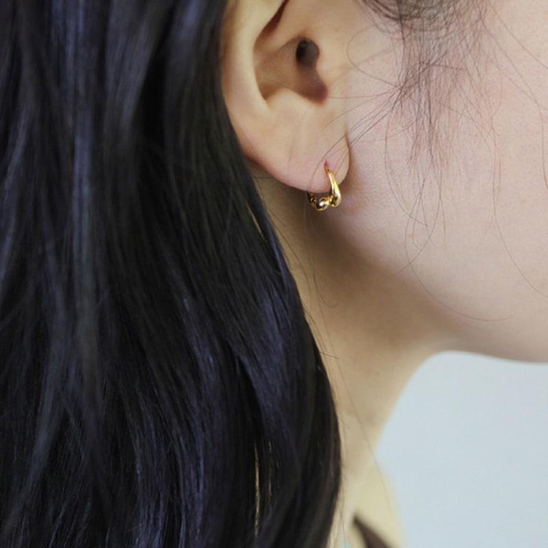 Modernlike 14k Gold-filled Silver Hug Ring One-touch Earrings