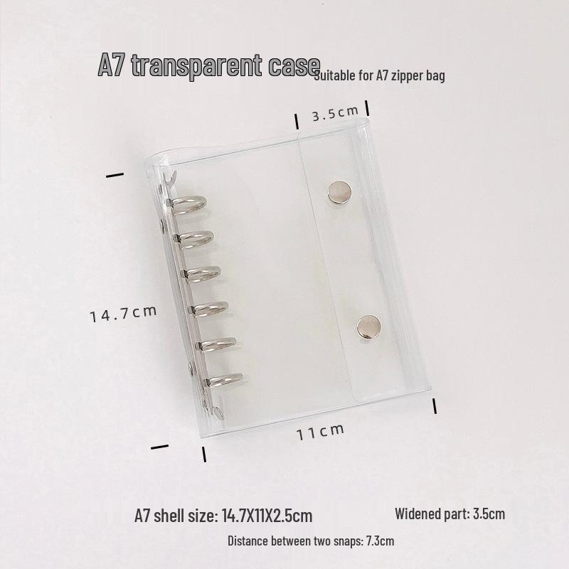 Korean Style A7M5 Glitter Transparent Planner - 5-Hole PVC Loose-Leaf Notebook with Inner Pocket