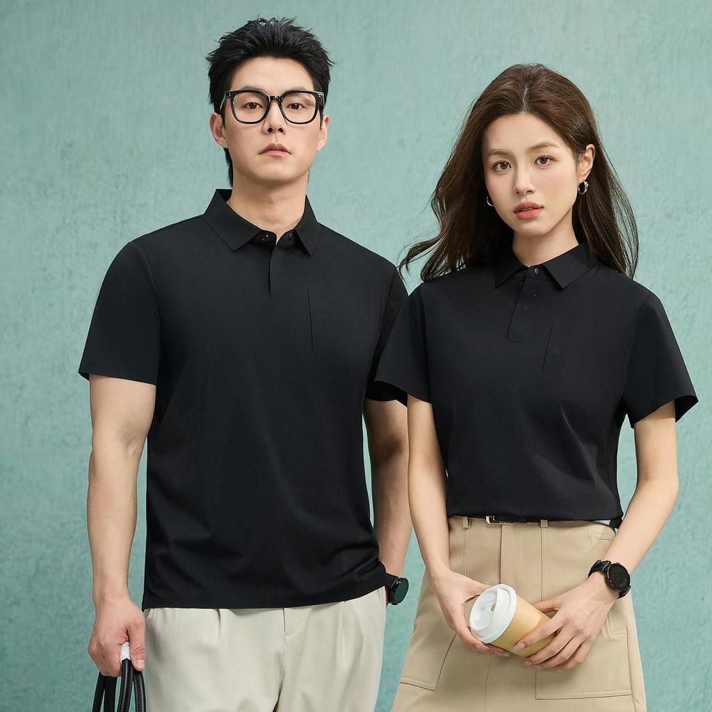 Cross-Border Couple Ice Silk Polo Shirt: Unisex, Business Casual, Sun Protection, Antibacterial, Short Sleeve for Summer