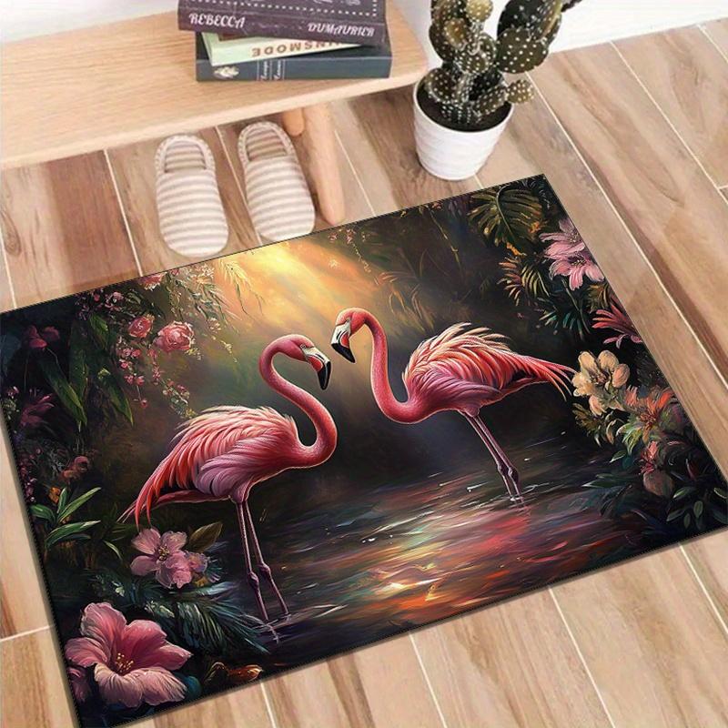 

Crystal Velvet Fashion Flamingo Print Carpet - Non-slip Mat for Bedroom, Living Room, Home Decor 60cm x 90cm