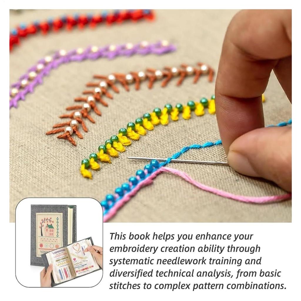 Newest Embroidery Stitches Book Embroidery Needle Guide With 143 Stitches Sewing Practice Guide Hand Sewing Guide For Beginners