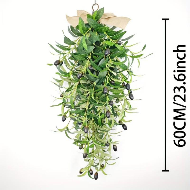 Christmas Olive Branch Wreath Door Hanging Decor Plastic Garland Holiday Home Party