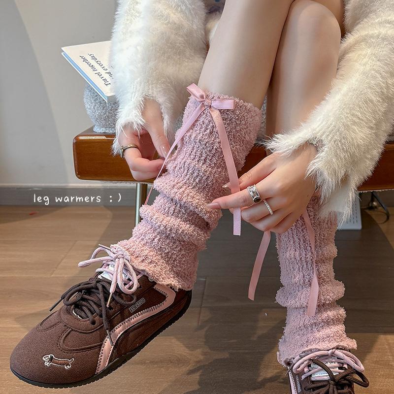 Lolita Socks High Elastic Knee High Leg Sleeves Plush Leg Warmers Skin-Friendly Long Calf Warmers For Daily Wear Fashion Dance