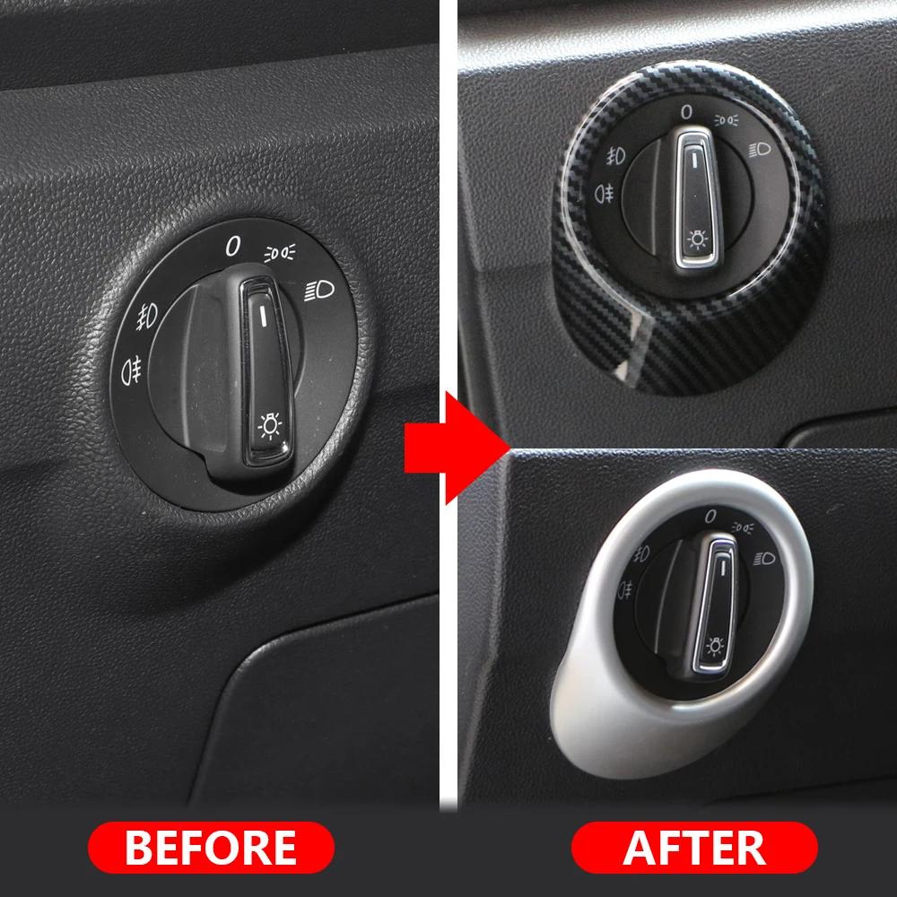 Car Head Light Lamp Switch Trim Sticker for Volkswagen VW T-roc Troc 2018 - 2025 Headlight Adjust Button Cover Accessories