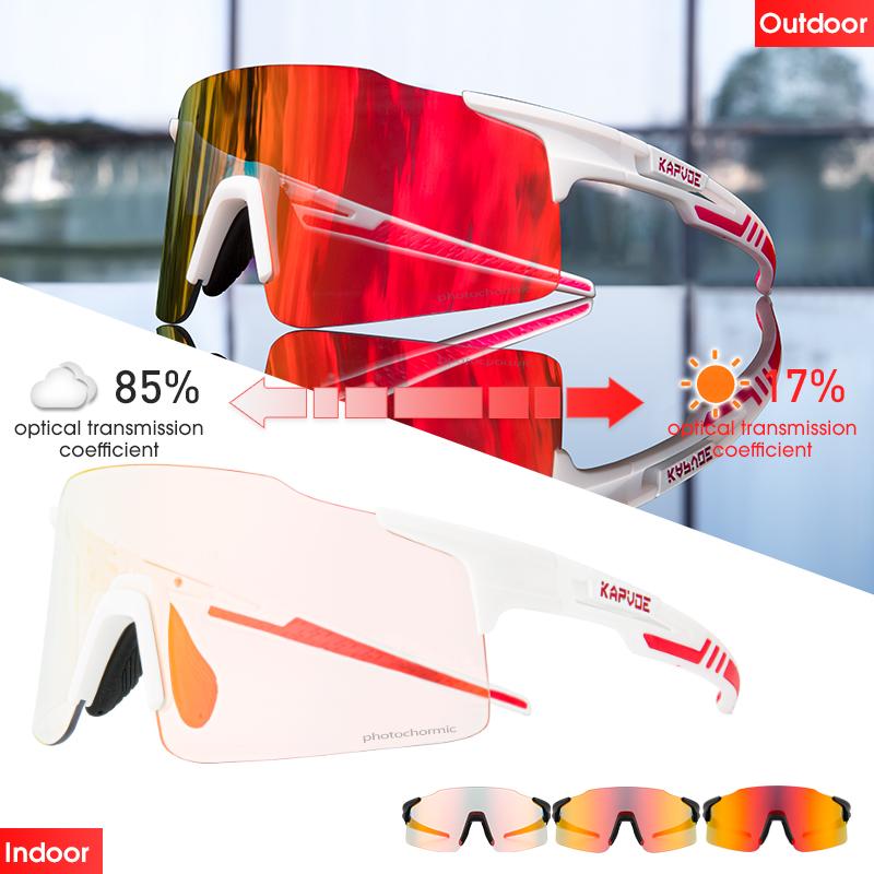 Pochromic Cycling Sunglasses  UV400 Cycling Glasses Outdoor Bike Eyewear MTB Hiking Sports Riding Glasses Bicycle Goggles