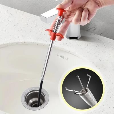 Outil multifonctionnel pour tuyaux 90/160cm Outil de débouchage de tuyaux Tige de curage de canalisation flexible Griffe de nettoyage de cheveux pour égouts Attrapeur à ressort