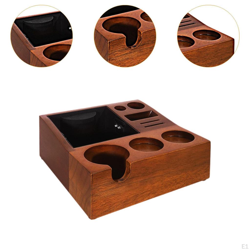 Estación de Apisonado para Espresso Soporte para Portafiltro Madera Robusto Práctico Accesorios Tamper de Café