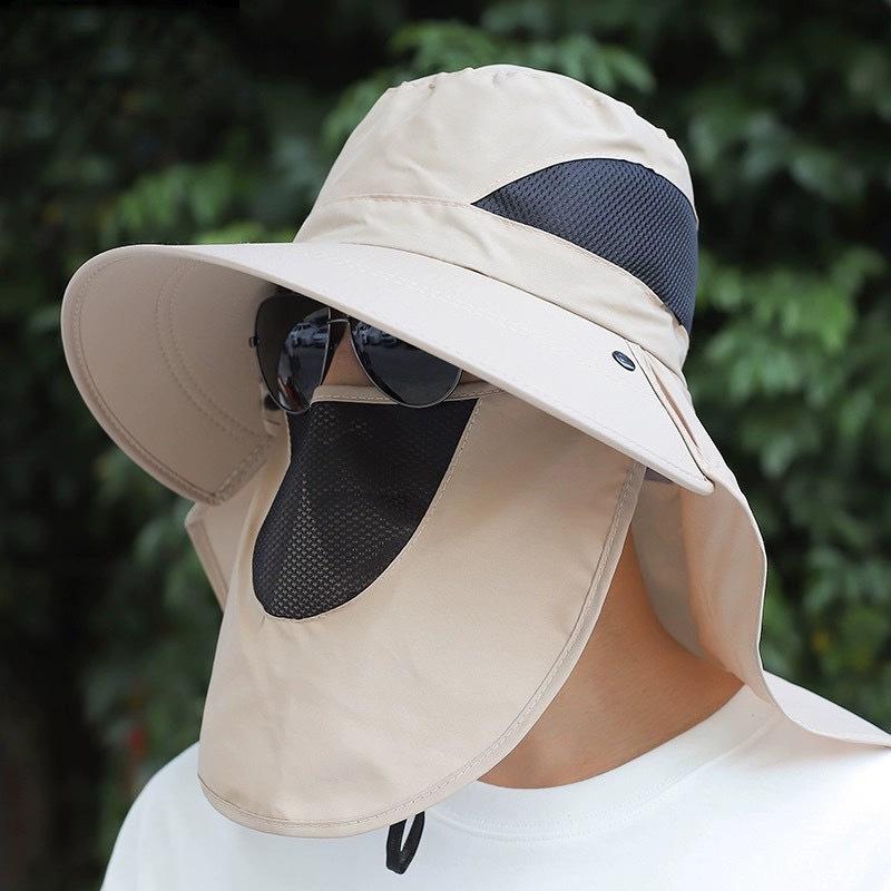 Mask anti-mosquito visor men s summer outdoor fishing sun protection bucket hat shawl face cover men s sun hat