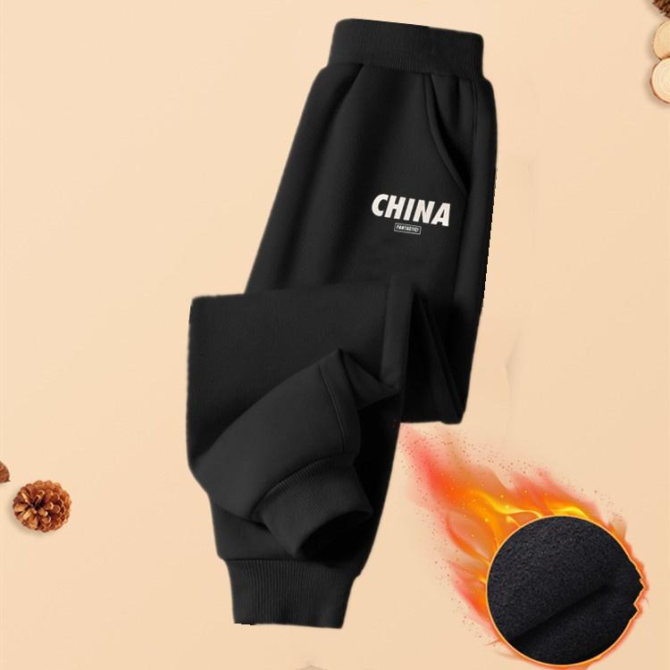 Fleece and Thick Solid Color Sweatpants for Kids Plus Velvet Thickened Solid Color Children's Sweatpants Children's Sports Pants