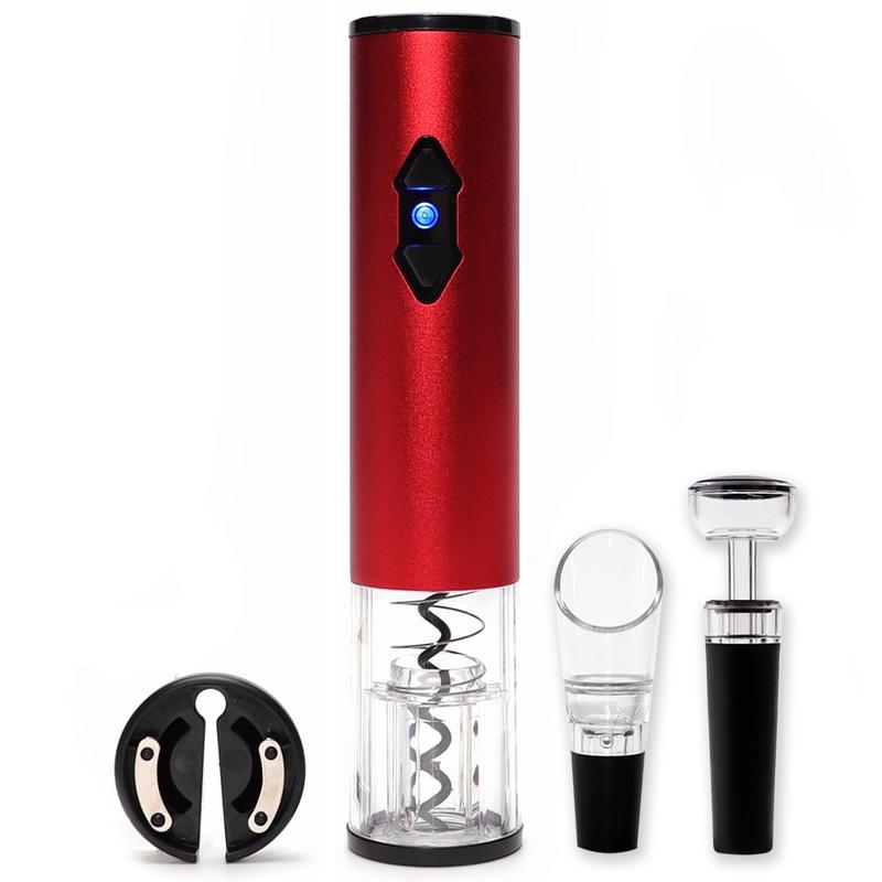 4 in 1 Fireproof Electric Wine Bottle Opener Bottle Opener / Wine Pour / Wine Cork | Holes (Red)