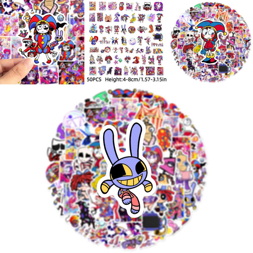 Erstaunlicher Digitaler Zirkus Cartoon Aufkleber 60 Stück Lustige und Einzigartige Designs Autoaufkleber