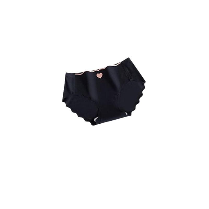 Japanese Wave Edge Heart Ice Silk Mid-Waist Seamless Plus Size Underwear for Women