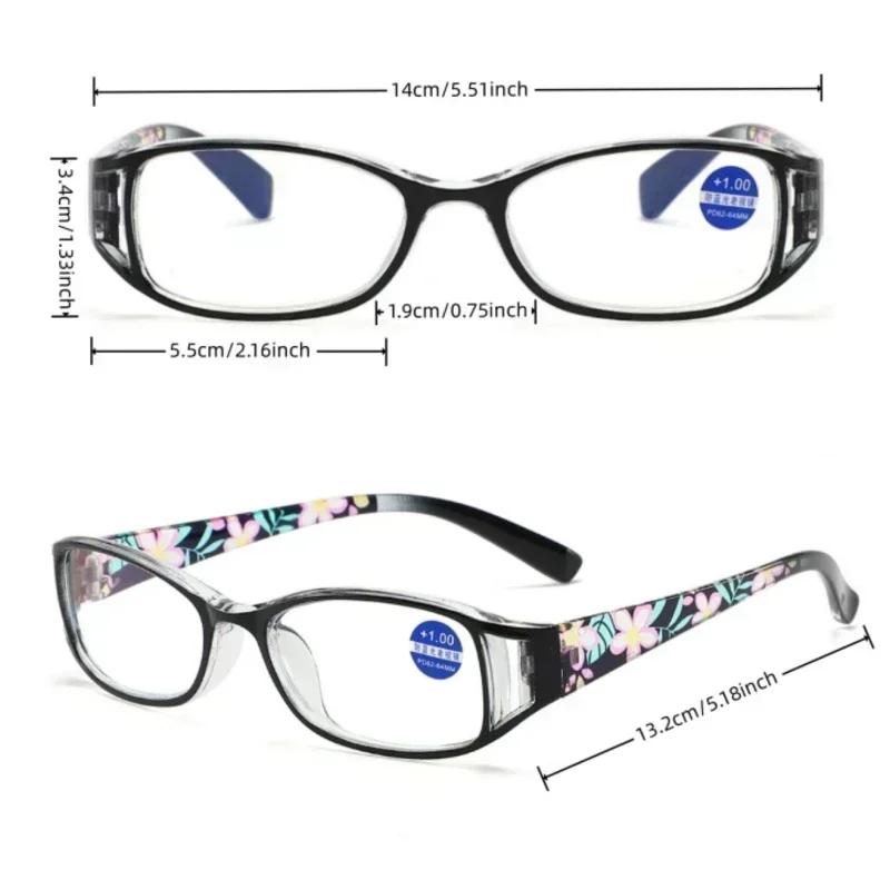 Fashion Flower Printed Reading Glasses Women Gorgeous Blue Light Blocking Far Sight For The Elderly Men Fashion Eyeglasses