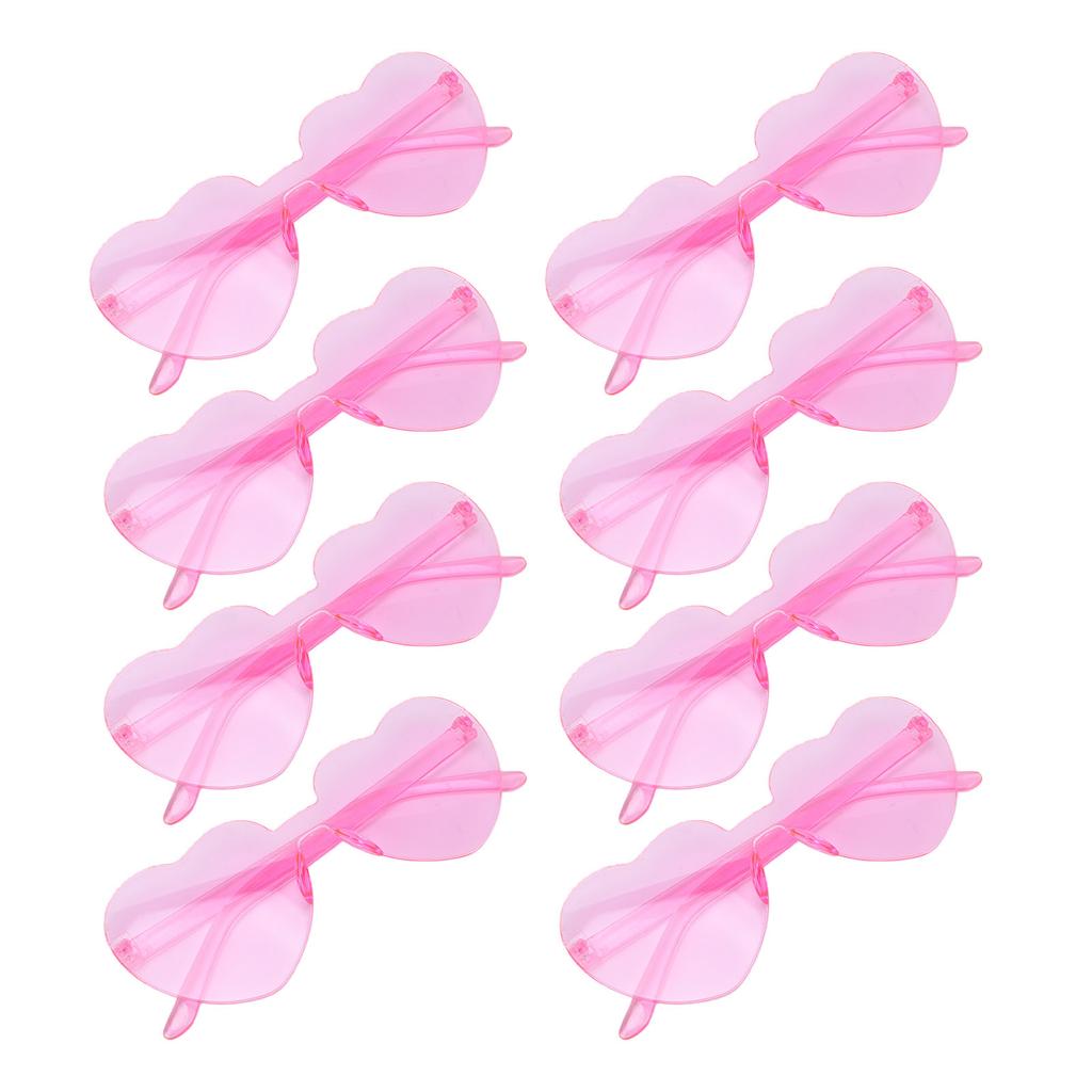8 Pairs Heart Shaped Sunglasses Love Pink Candy Color Rimless Heart Shaped Sunglasses for Women Pink