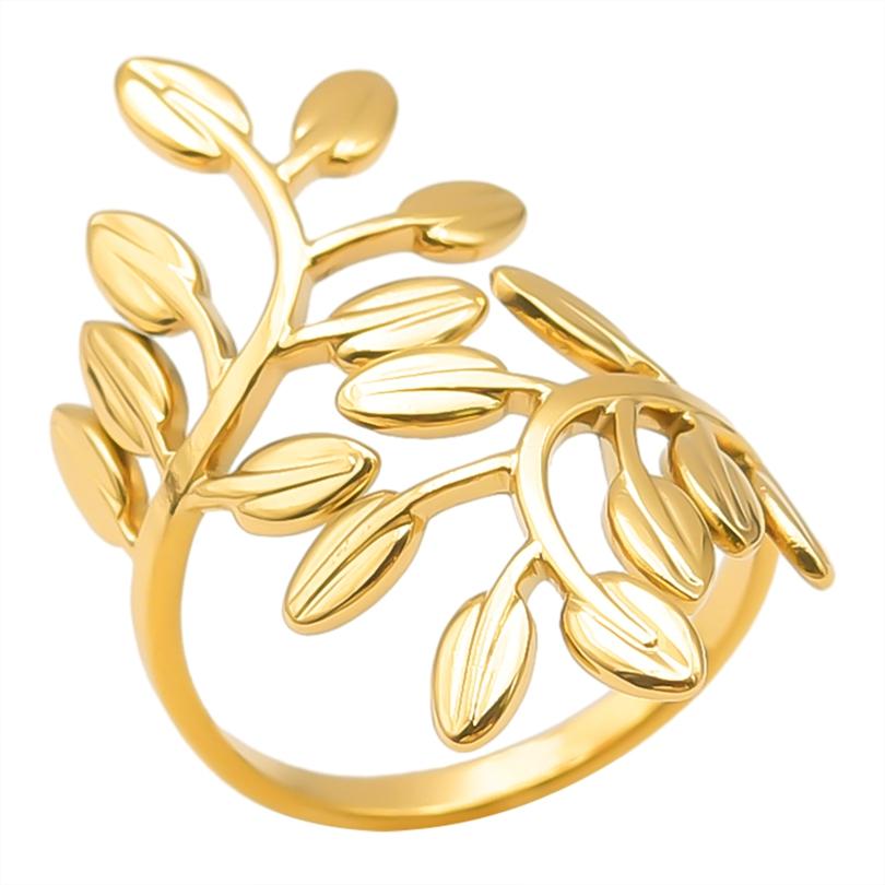Neuer Offener Verstellbarer Ring Blatt Schlange Herz Echt Vergoldeter Edelstahl Ringe Für Frauen Männer Zubehör Mehrschichtiger Schmuck