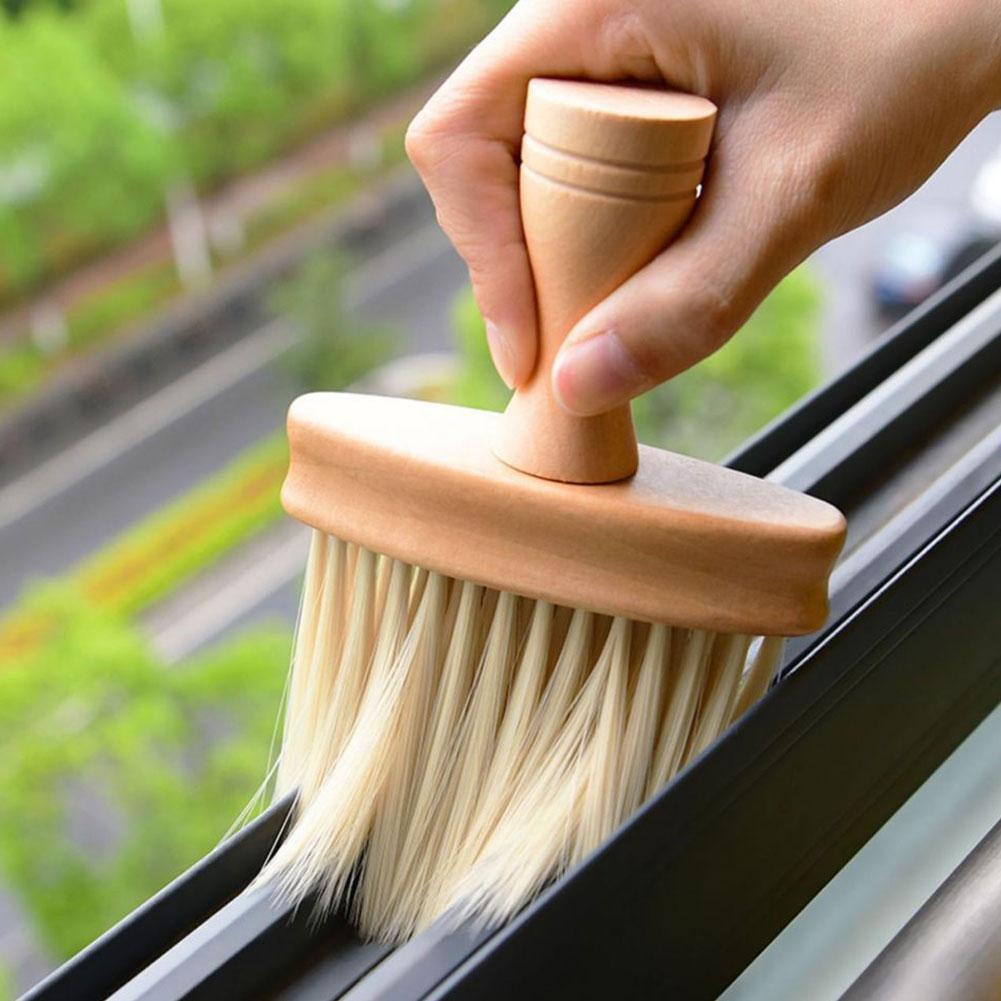 1PC  Cleaning Wooden Cleaning Brush Soft Bristles Multifunctional For Household Window Car Detail Dust Removal Cleaning Tools
