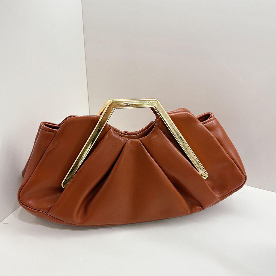 

Glossy texture leather soft leather bag niche design cloud bag high-end light luxury versatile casual pleated handbag