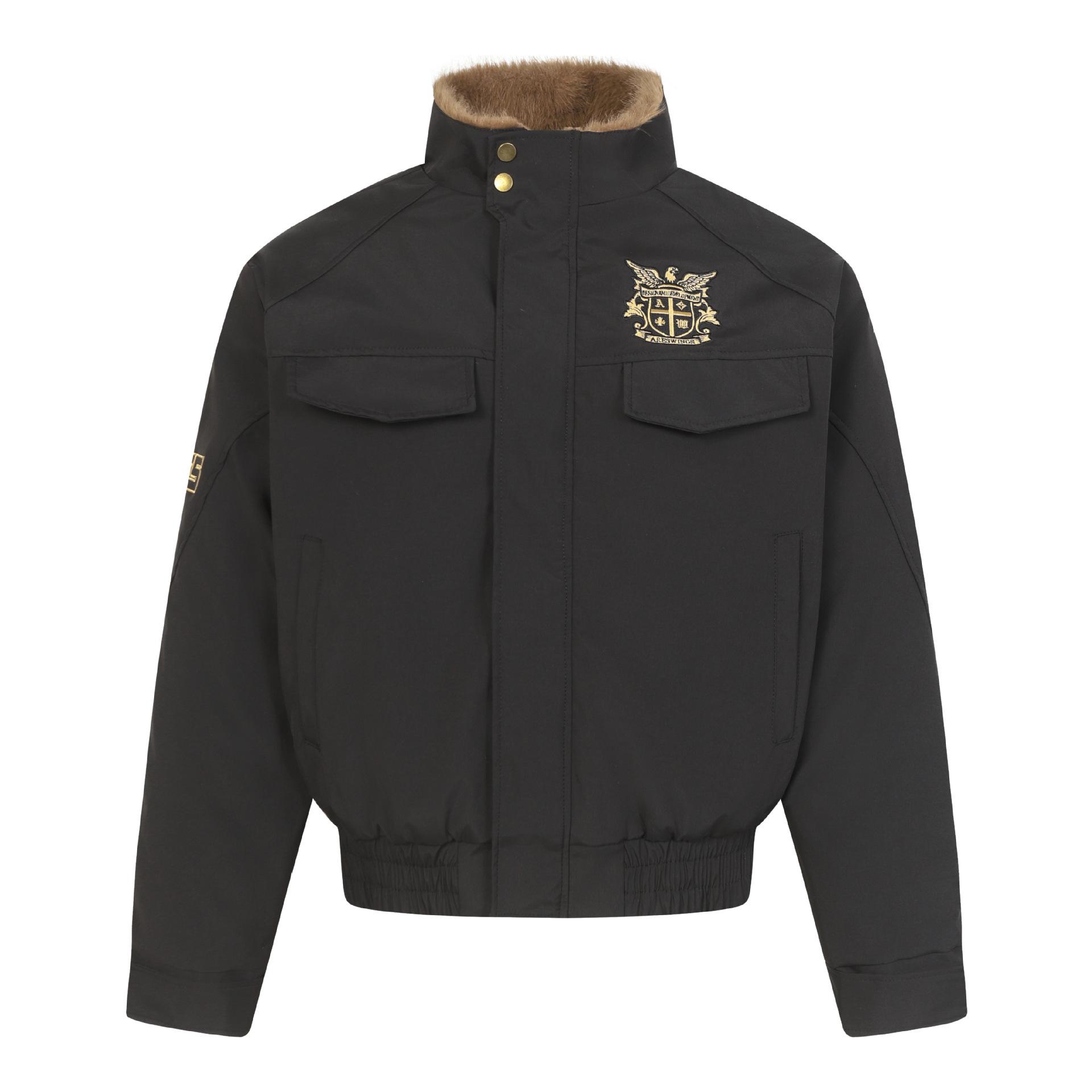 ARES Retro Mountain Eagle Plush Lined Men s Cotton Jacket with American Style Badge & Raglan Sleeves. L