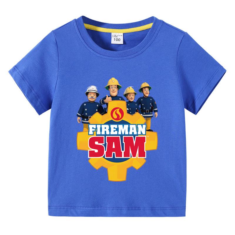 Anime Kids Tee Shirts Fireman Sam Graphic T Shirt for Boys Clothing Pop Hot Sale Girls Short Sleeved T-shirt Funny Kid Y2k Tops