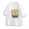 Cotton Summer Short-sleeved T-shirt Women's Cartoon SpongeBob SquarePants Loose Casual Couple Harajuku Funny Print