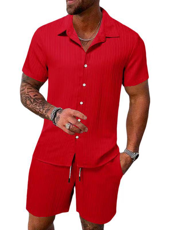 2023 Men's Casual Summer Beach Shirt & Shorts Set - European & American Style