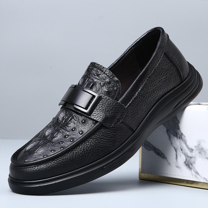 Leather Doudou shoes men's spring and autumn new cowhide soft-soled casual leather shoes one foot lazy shoes men