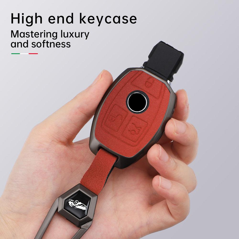Zinc Alloy With Suede Leather Car Key Case Cover Bag For Mercedes Benz Nec Bga Type C E G S Class W204 W210 W118 W172 W212 W245