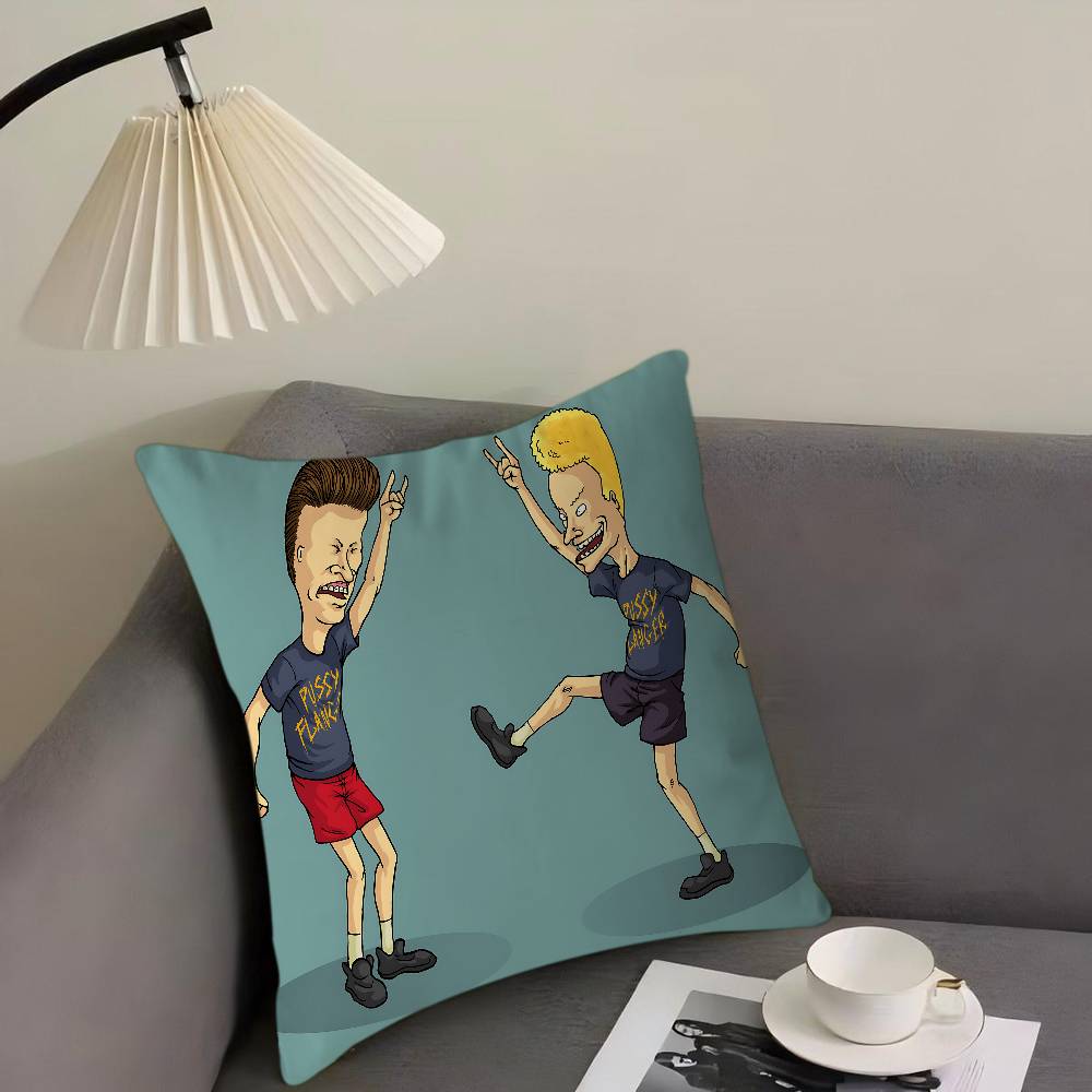 

B-Beavis And Butt-Head Pillow Covers Cartoon Sofa Decorative Home Double-sided Printing Short Plush Cute Cushion Cover 12x12Inch