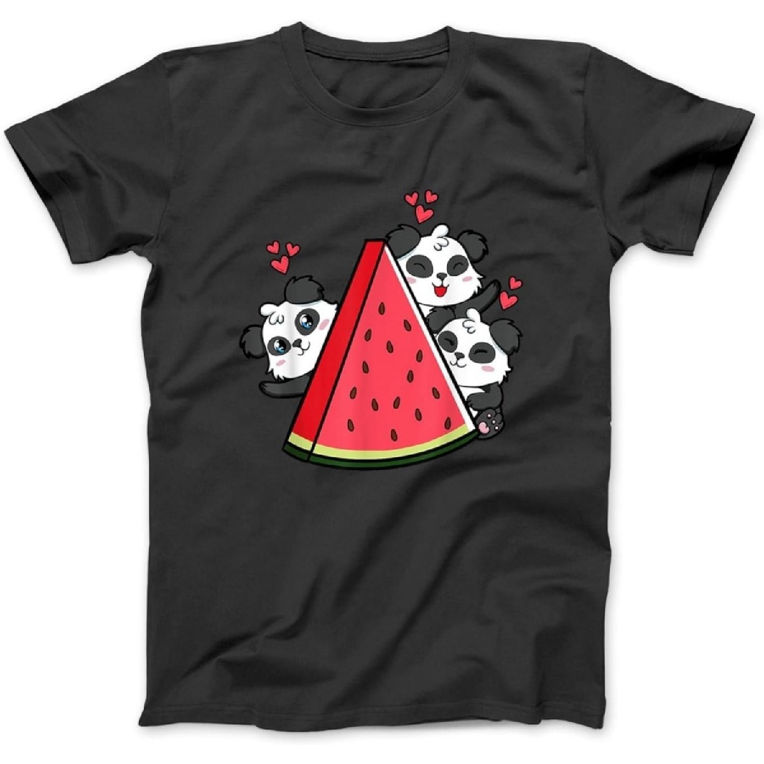 

Panda Bear Watermelon Lover Summer Fruit Slice T-Shirt Sweatshirt Hoodie for Men Women Kids Made in Canada Black XXXXXL різнокольоровий