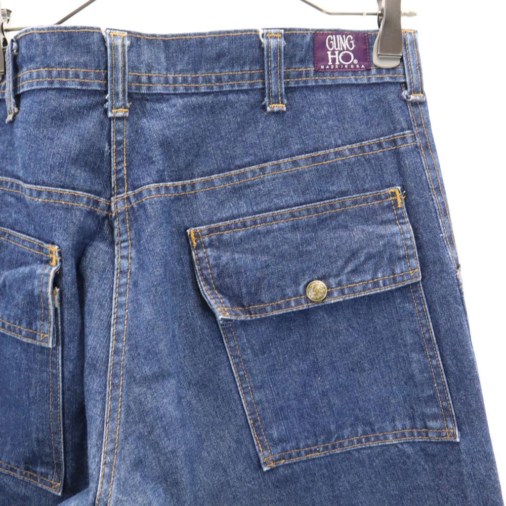 GUNG HO 90s Made In USA Old Work Denim Pants Indigo Blue Jeans Men's Used
