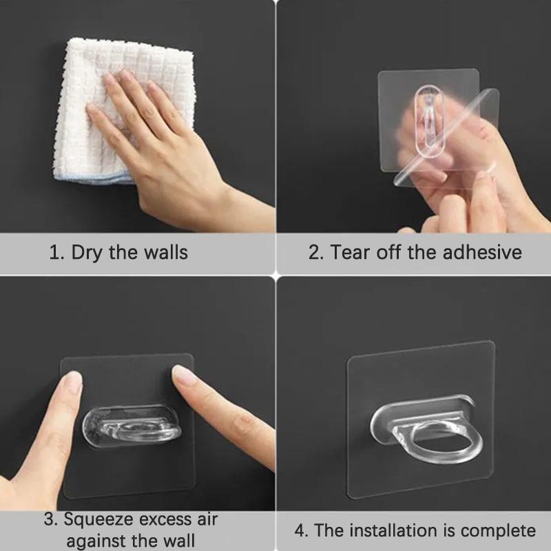 1/4/8/10Pcs Wall-Mounted Multifunctional Hooks Free Punching Seamless Paste Rack