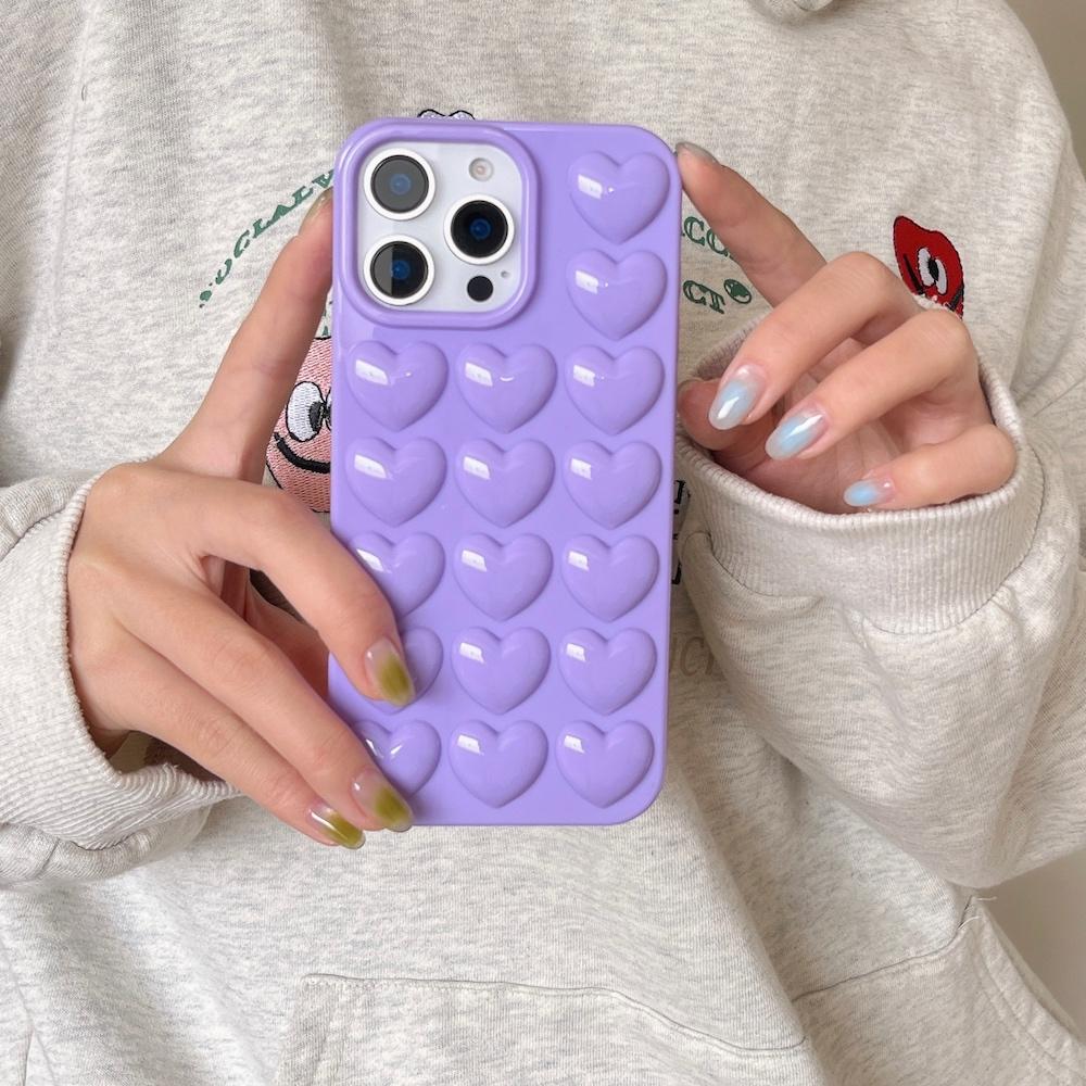 INS Stylish 3D Heart Design Mobile Phone Case for iPhone 16 Pro Max 15 Y2K 15 Plus-Trending Protective Shockproof Cute Cover