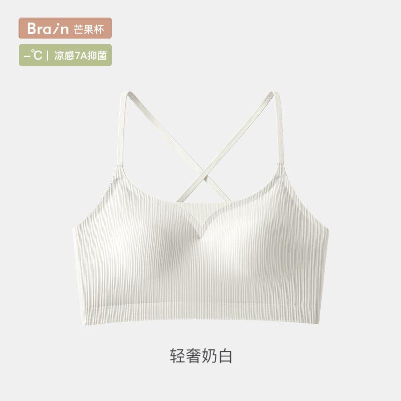 Cross beautiful back underwear women's summer thin collection integrated with chest pad tube top seamless sexy big halter bra