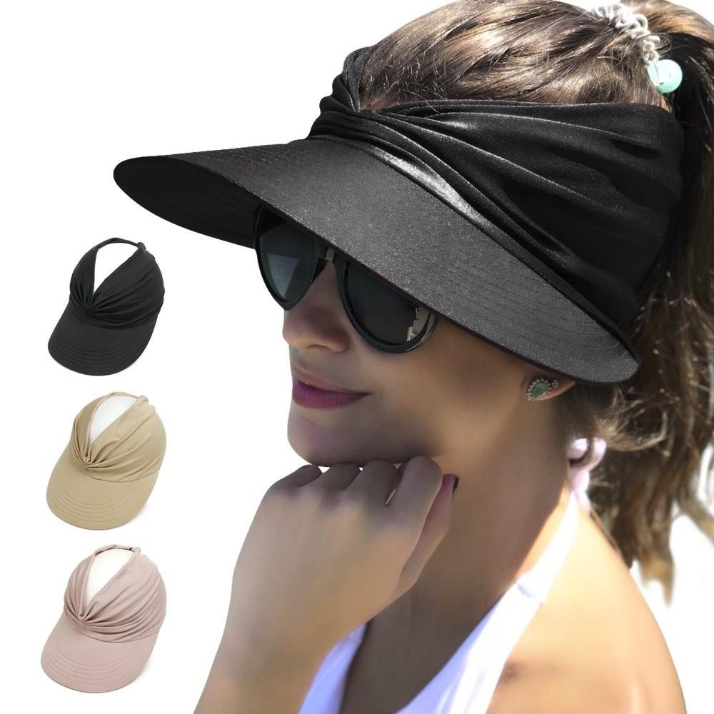 Flexible Sun-Protection Cap Wide Brim Sunscreen Hat Solid Color Outdoor Sports Hat  Outdoor Sport