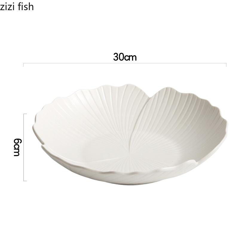 Ceramic Salad Plate Flower Shape Solid Color Tableware Soup Basins Soup Bowl Hotel Restaurant Snack Dessert Tray Vegetable Plate