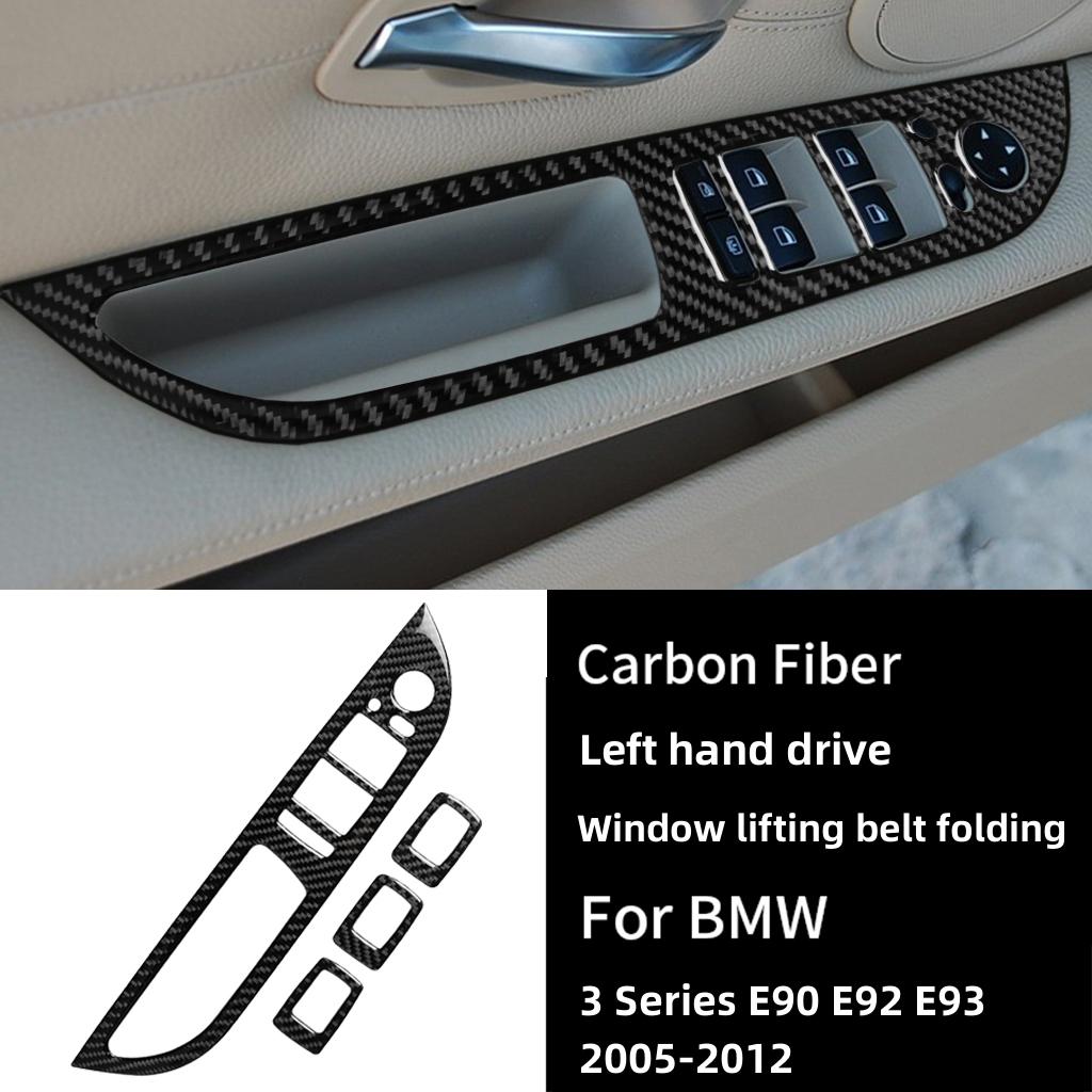 

Carbon Fiber Car Window Lifting Control Button Switch Trim Cover Armrest Panel Sticker For BMW E60 5 Series 08-10 X5 X6 E70 E71