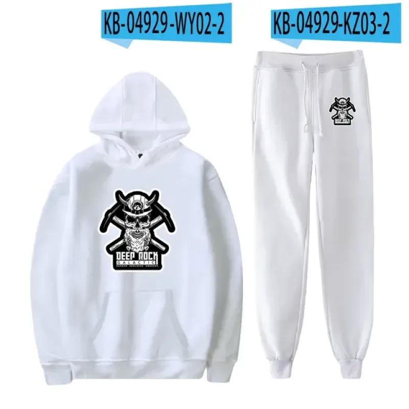 Deep Rock Galactic Casual träningsoverall 2-delads set huvtröja + byxor kostym Sportkläder Streetwear Casual joggingkläder