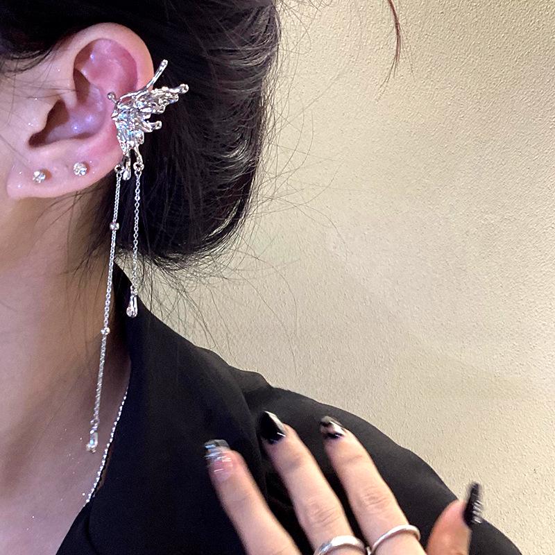 Elegant Butterfly Tassel Clip-On Earrings for Women, 2023 Trendy Design, Chic Ear Cuff Without Piercing